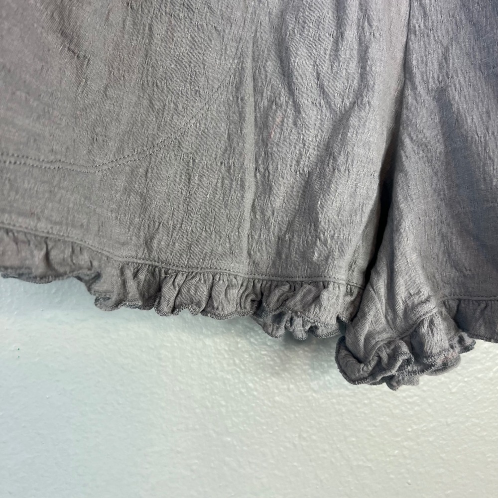 Free‎ People Beach Twyla Shorts Sz XS Gray Ruffle Hem Textured Cotton Blend - Picture 9 of 10